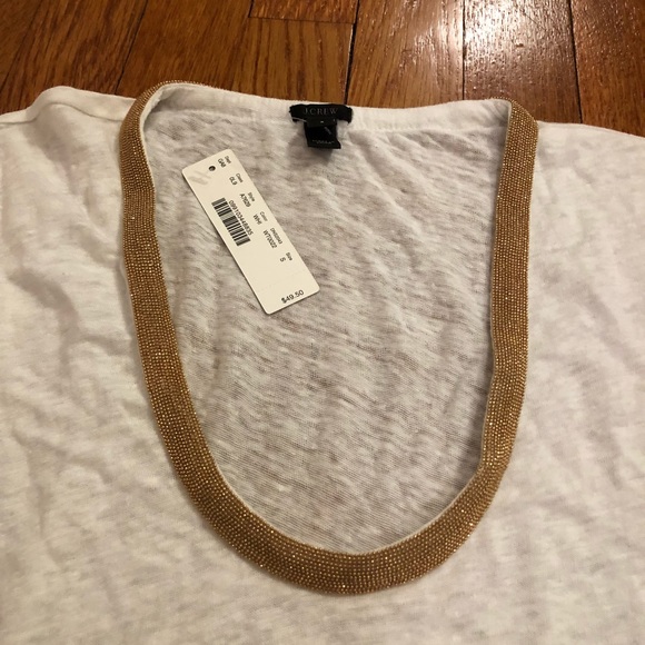 NWT J Crew Top with Gold Beading Decoration Sz S - Picture 2 of 6